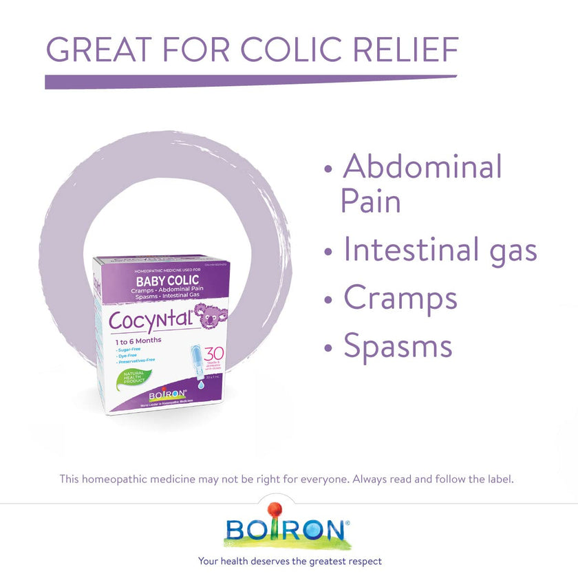 Boiron Cocyntal 60 drinkable unit-doses (Twin Pack) used for infant colic: abdominal pain, cramps, spasms and intestinal gas. Age: 1 to 6 months. Day and Night use. 🍁 All In One Marketplace Canada