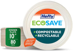 Hefty ECOSAVE Compostable Disposable Paper Plates Dinner 10