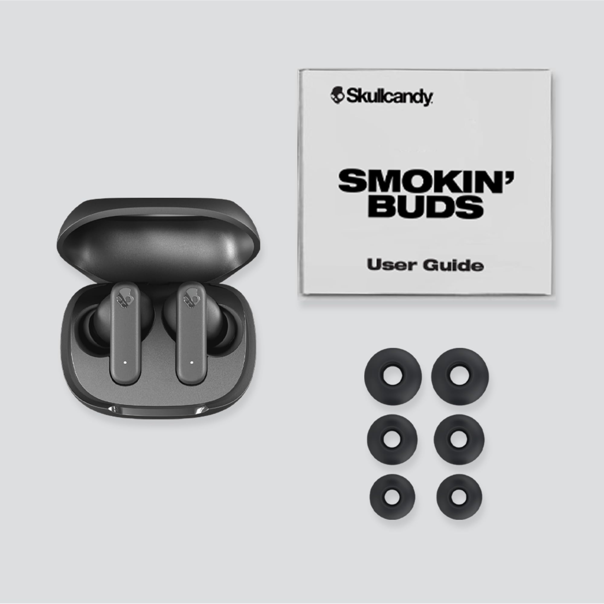 Skullcandy Smokin’ Buds Wireless Earbuds, Bluetooth Headphones, Noise Isolating Fit, Up to 20 Hours Battery, IPX4 Sweat and Water Resistant, Microphone for iPhone Android - True Black 🍁 All In One Marketplace Canada