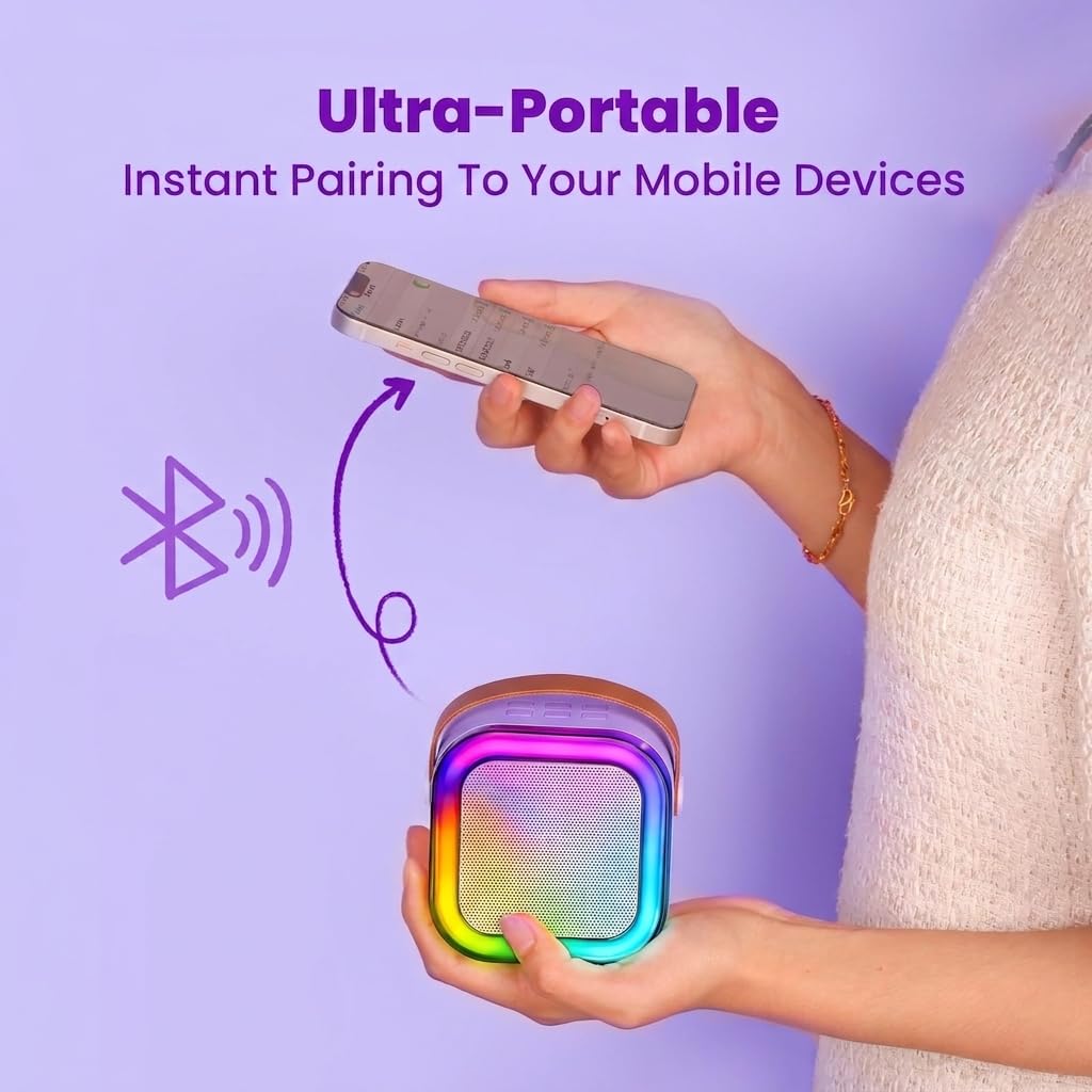 IROO Mini Karaoke Machine for Kids, 2026 TOP Kids Toys Birthday Gifts Ideas for Girls Boys Ages 3-12+ Years Old, Portable Bluetooth Speaker with 2 Wireless Mics, Noisemaker Toys for Party(Purple) 🍁 All In One Marketplace Canada
