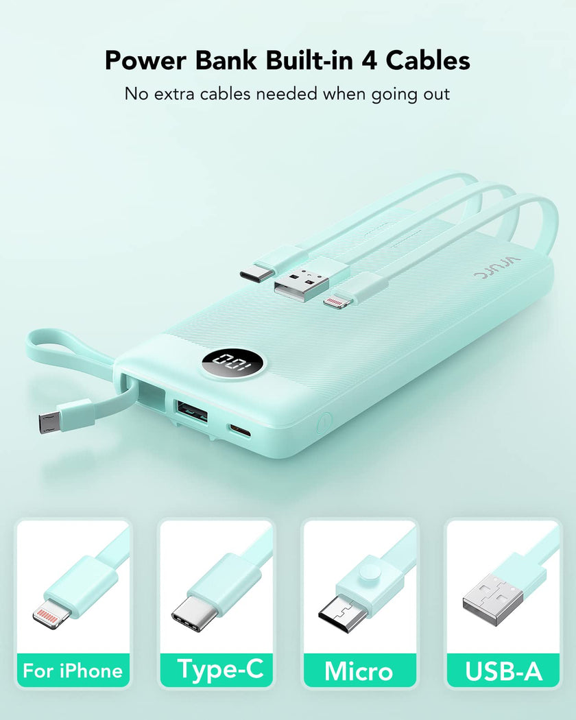 VRURC Portable Charger with Built-in Cables, 10000mAh Power Bank 🍁 All In One Marketplace Canada