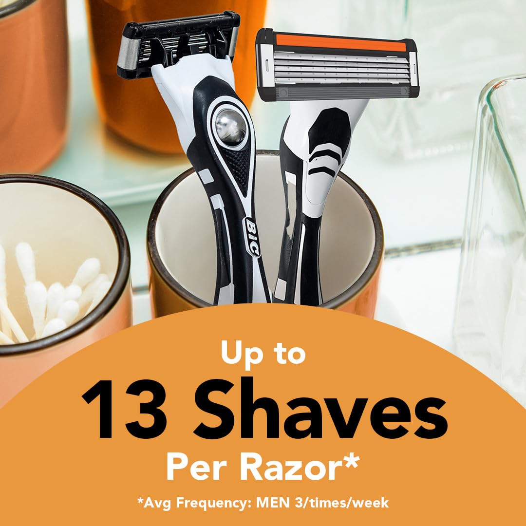 BIC Flex 5 Men's Refillable 5-Blade Razors with 1 Handle and 7 Cartridges, Up to 13 Shaves Per Cartridge, Men's Razors for First Apartment Essentials 🍁 All In One Marketplace Canada