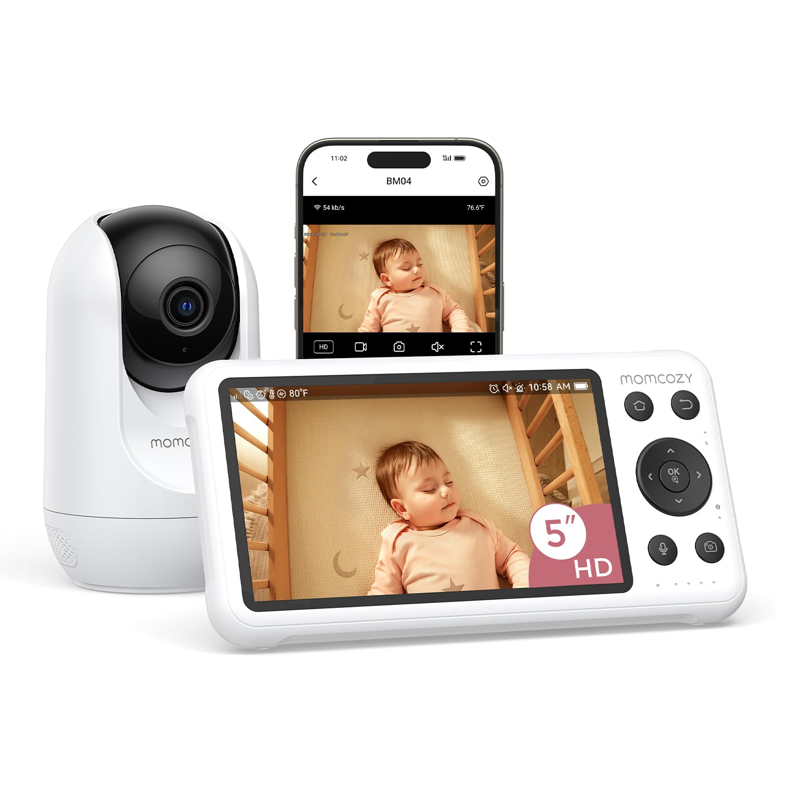 Momcozy Smart WiFi Baby Monitor with Camera and Audio, 5