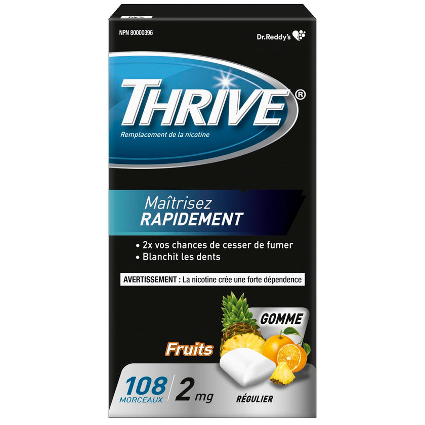Thrive Nicotine Replacement Gum, 2mg Regular Strength, Fruit, 108 Count 🍁 All In One Marketplace Canada