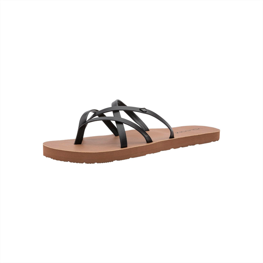 Volcom Women’s New School Sandals – Criss Cross Strap Flip Flops with Comfort Foam Footbed, Black, 8 🍁 All In One Marketplace Canada