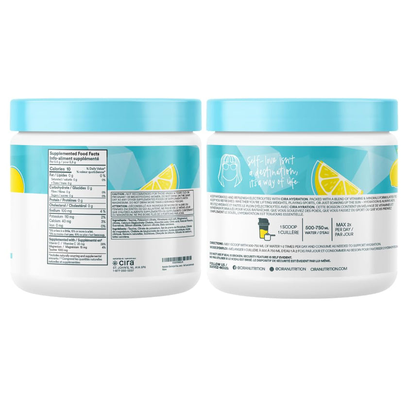Cira Hydration Electrolytes Powder - Cira x Alicia McCarvell’s Daily Electrolyte Powder, Sugar Free w Himalayan Salt, Magnesium, & Potassium for Dehydration Relief - Self-Love Lemonade, 45 Servings 🍁 All In One Marketplace Canada