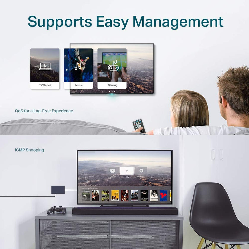 TP-Link 8 Port Gigabit Easy Smart Switch (TL-SG108E) – Managed, Plug & Play, Metal Housing, QoS, VLAN, IGMP, LAG, Desktop/Wall Mount, Limited Lifetime Protection 🍁 All In One Marketplace Canada