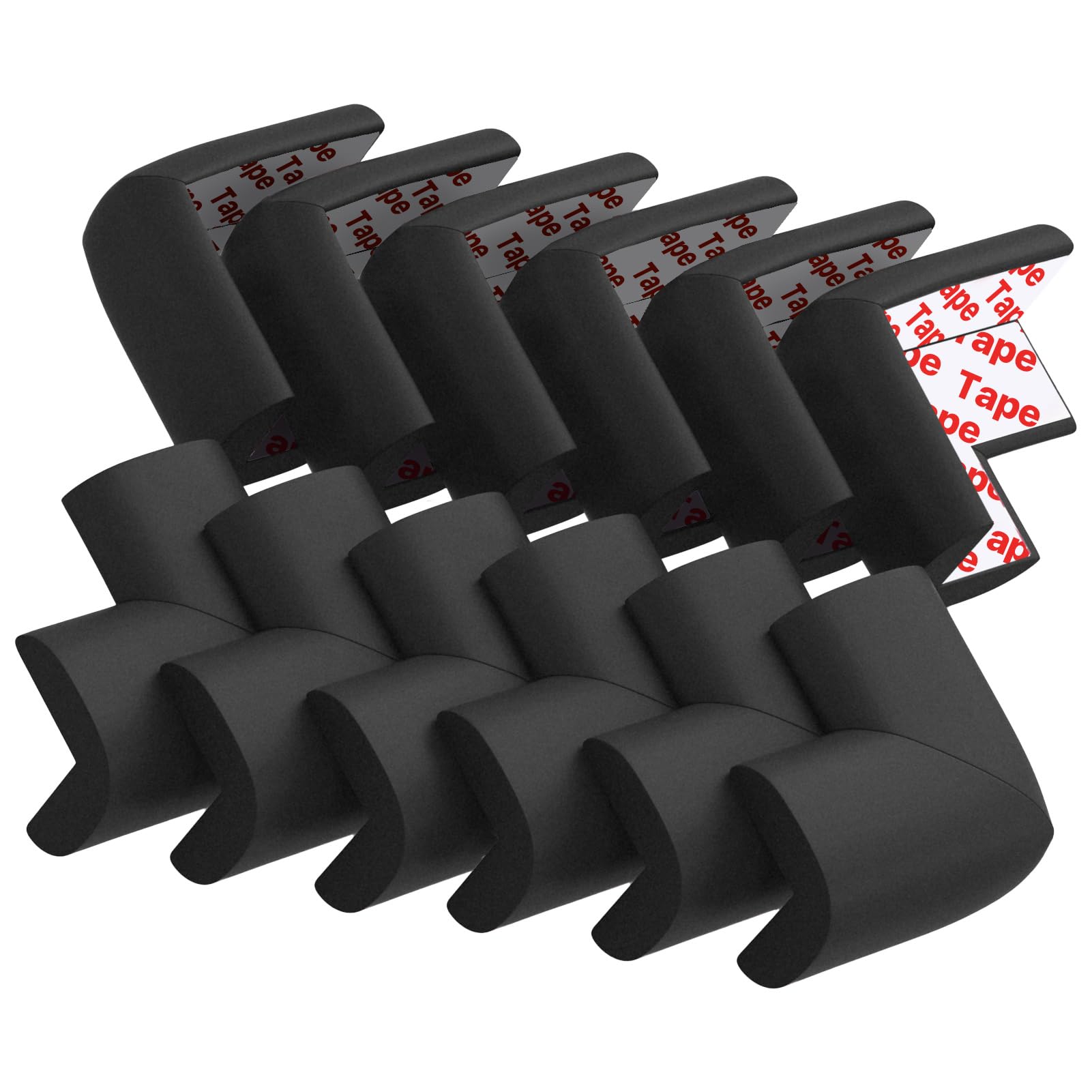 12 Pack Soft Corner Protector Baby Proofing Edge and Corner Guards, Safety Pre-Taped Rubber Foam Furniture Bumper for Fireplace, Table, Stair, Cabinet (Black) 🍁 All In One Marketplace Canada