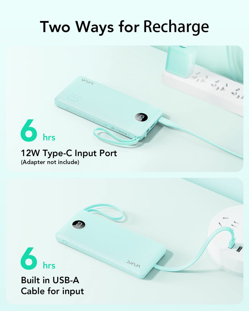 VRURC Portable Charger with Built-in Cables, 10000mAh Power Bank 🍁 All In One Marketplace Canada