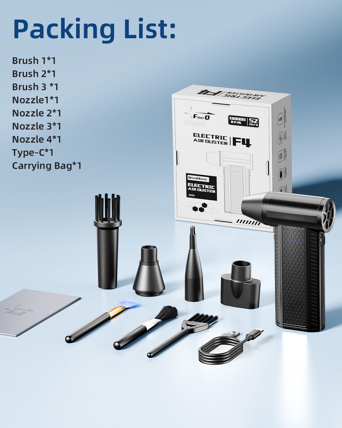 Compressed Air Duster kit-Blower-pc Duster Electric-130000RPM- Replace Compressed air can-Keyboard Clean-car Mini Snow Blowers-Car Dryer air Blower-Jet Fan-No air Canned dusters for Cleaning 🍁 All In One Marketplace Canada