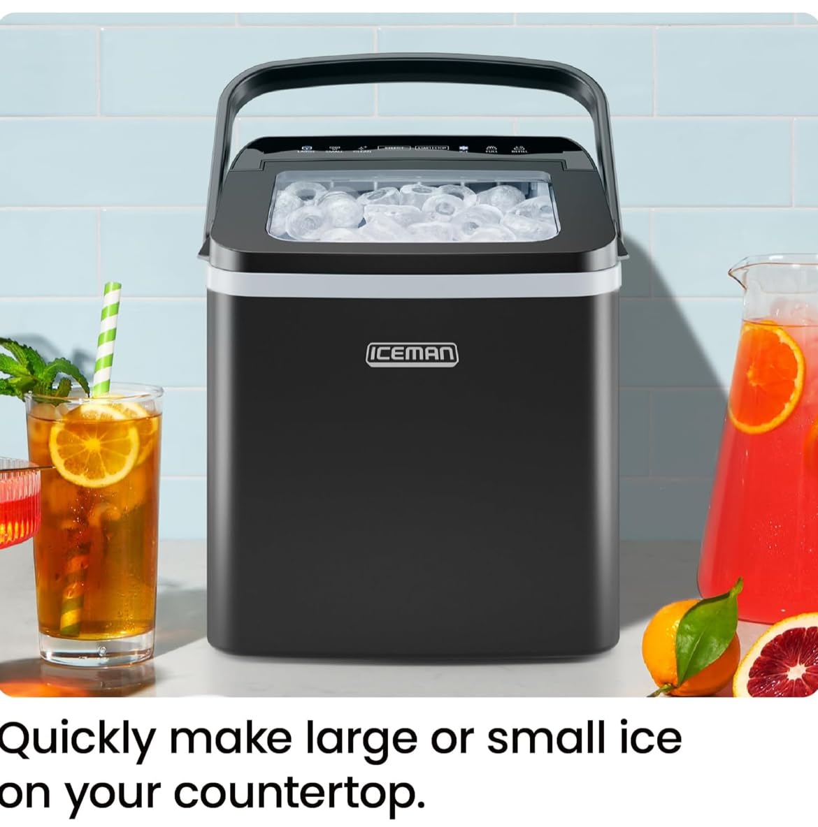Iceman Dual-Size Ice Maker Countertop - Portable Ice Machine, Large and Small Ice Machine Maker with Self Cleaning, 9 Cubes in 7 Mins, 22lbs/24hrs, for Home, Kitchen, Office, Party, Ice Scoop Included 🍁 All In One Marketplace Canada