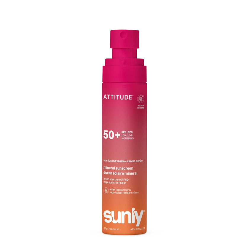 ATTITUDE Mineral Sunscreen Lightweight Lotion SPF 50, Broad Spectrum Zinc Oxide, EWG Verified, Non-Nano, Water-Resistant 80 Minutes, Non-Greasy for Face & Body, Vegan, Sun-Kissed Vanilla Scent, 80 grams 🍁 All In One Marketplace Canada