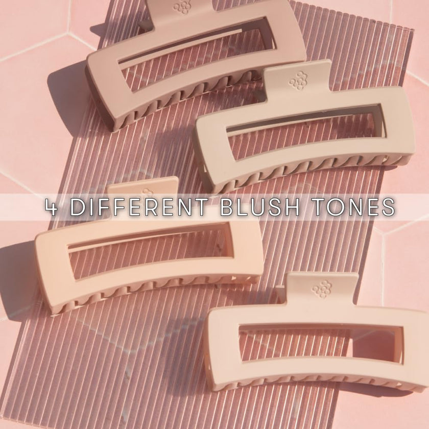 FRAMAR Hair Claw Clips for Thick Hair – Large Claw Clip for Thick Hair, Hair Clips for Girls, Large Hair Clips for Thick Hair, Big Hair Clips for Women, Pince a Cheveux, Pink Hair Clip – 4 Pack (Blush - Rectangle) 🍁 All In One Marketplace Canada