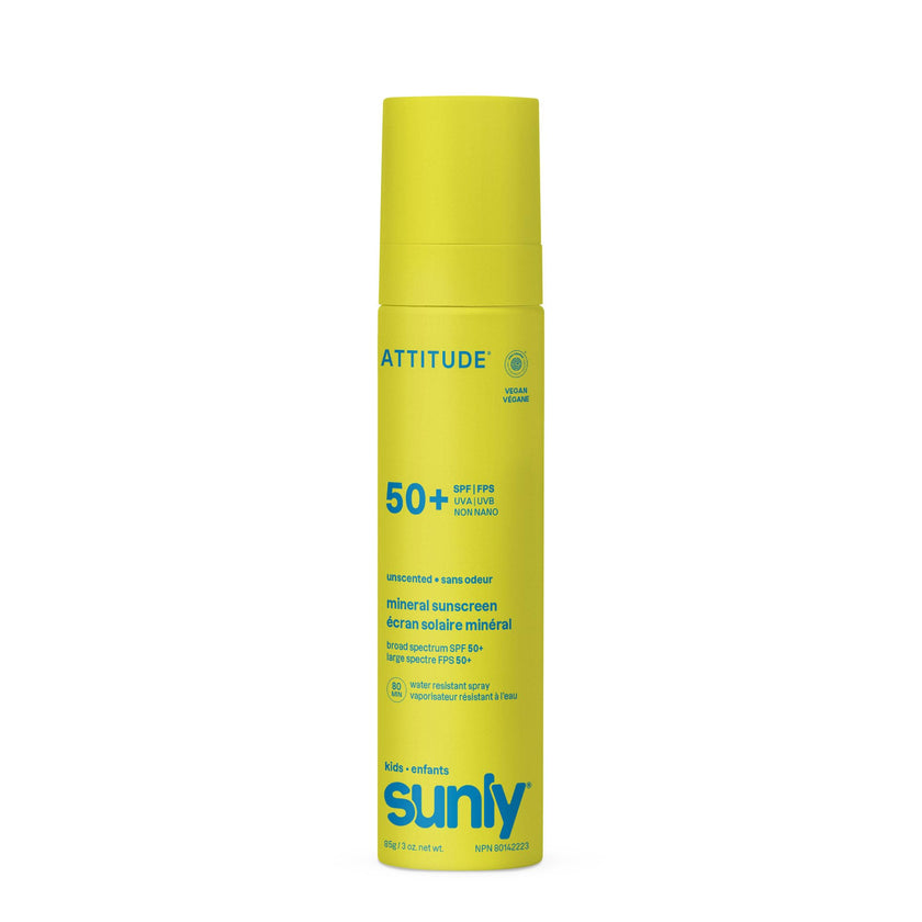ATTITUDE Kids Mineral Sunscreen Lightweight Lotion SPF 50, Broad Spectrum Zinc Oxide, EWG Verified, Non-Nano, Water-Resistant 80 Minutes, Non-Greasy for Face & Body, Vegan, Unscented, 80 grams 🍁 All In One Marketplace Canada