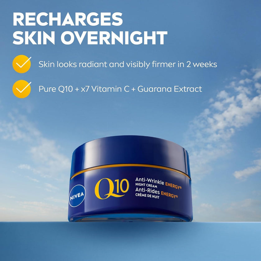 NIVEA Q10 Energy Anti-Wrinkle Night Face Cream, 50ml | Anti wrinkle face moisturizer with Vitamin C and E 🍁 All In One Marketplace Canada