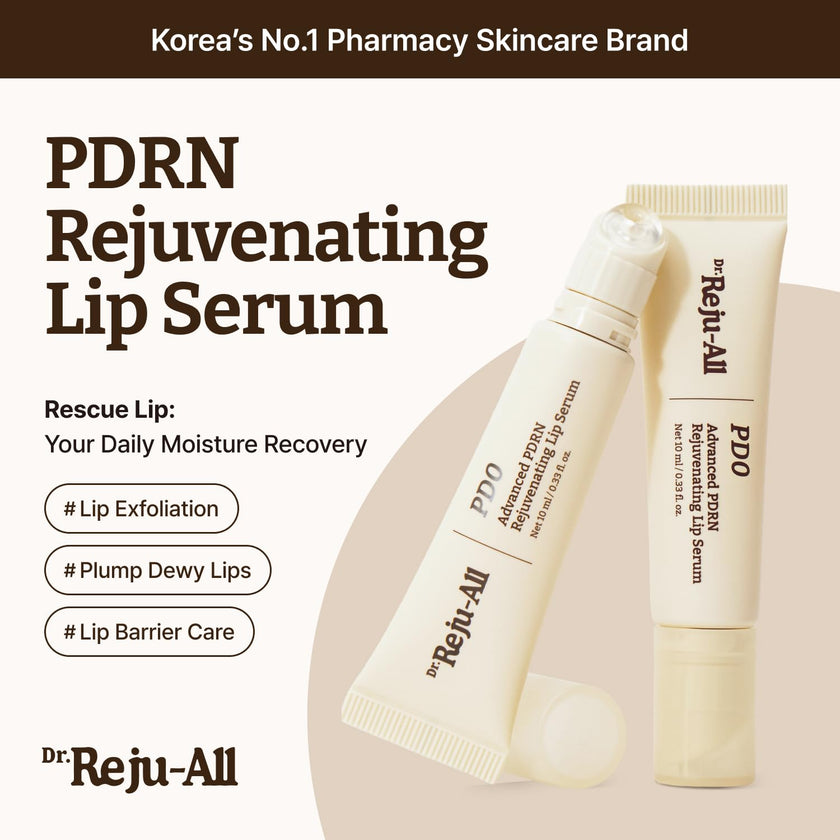 Dr. Reju-All Advanced PDRN Rejuvenating Lip Serum - Hydrating Lip Balm with Lipozip PDRN for Glowy, Dewy Lips - Gentle Exfoliating & Smoothing Lip Moisturizer - Hibiscus & Lactic Acid - 10ml 🍁 All In One Marketplace Canada