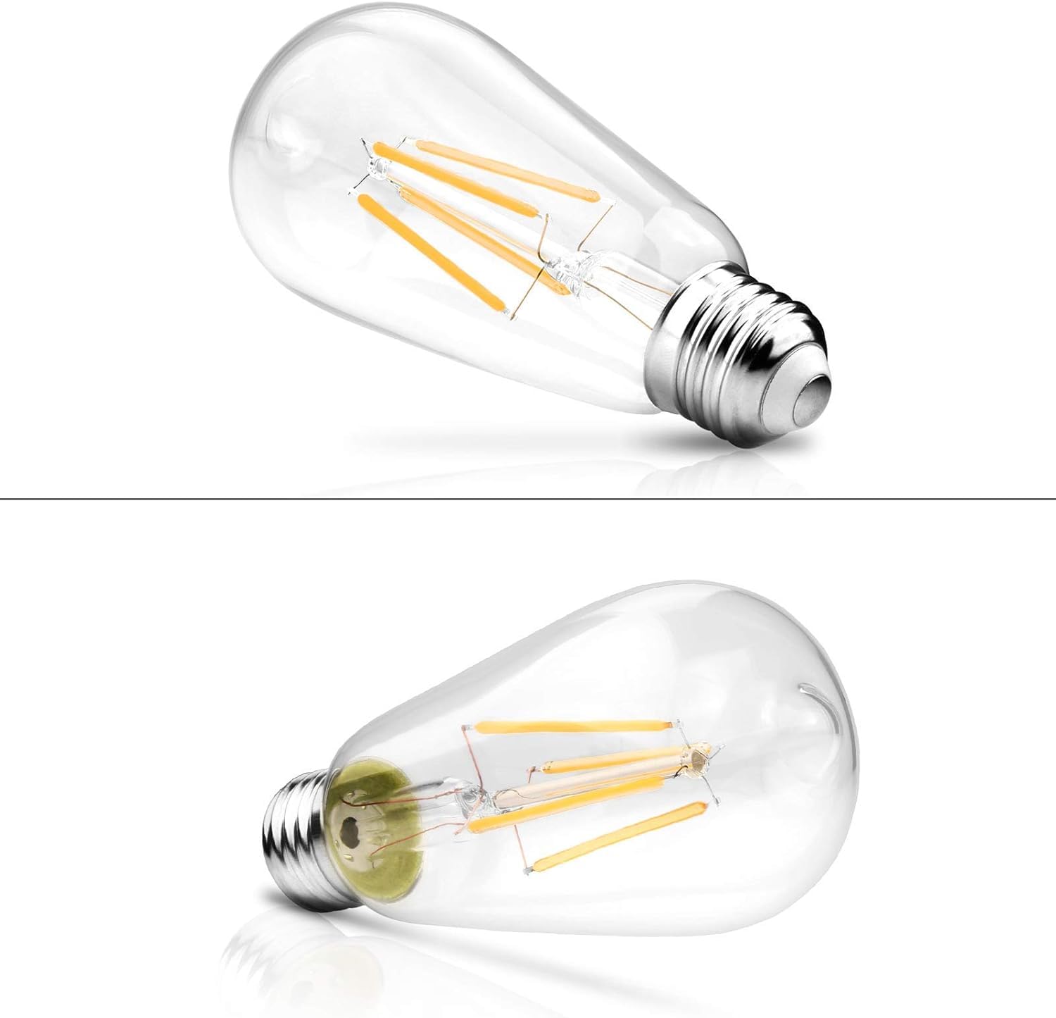 Ascher Vintage LED Edison Bulbs, 6W, Equivalent 60W, Non-Dimmable, High Brightness Warm White 2700K, ST58 Antique LED Filament Bulbs with 80+ CRI, E26 Medium Base, Clear Glass, Pack of 4 🍁 All In One Marketplace Canada