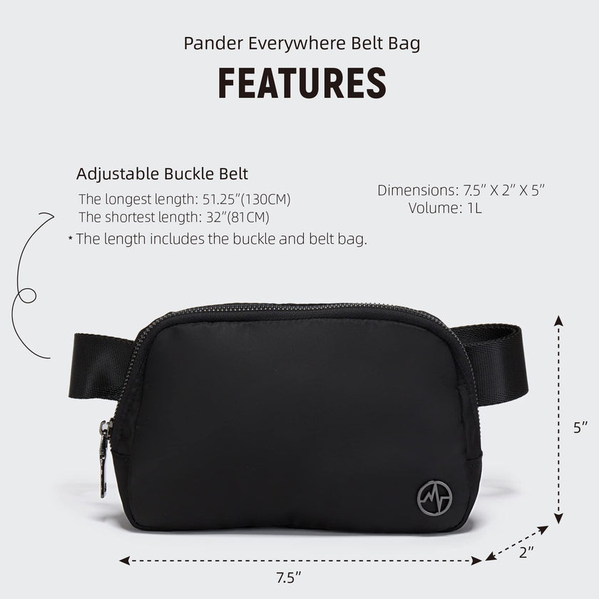 Pander 1L Fanny Pack Everywhere Belt Bag, Bum Bag Crossbody Bags for Women with Adjustable Strap (Black) 🍁 All In One Marketplace Canada