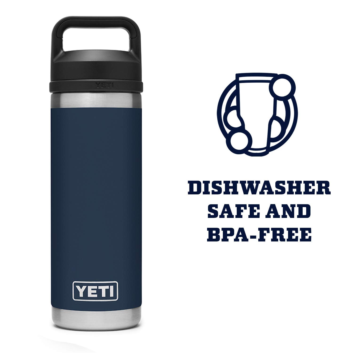 YETI Rambler 18 oz Bottle, Vacuum Insulated, Stainless Steel with Chug Cap, Navy 🍁 All In One Marketplace Canada