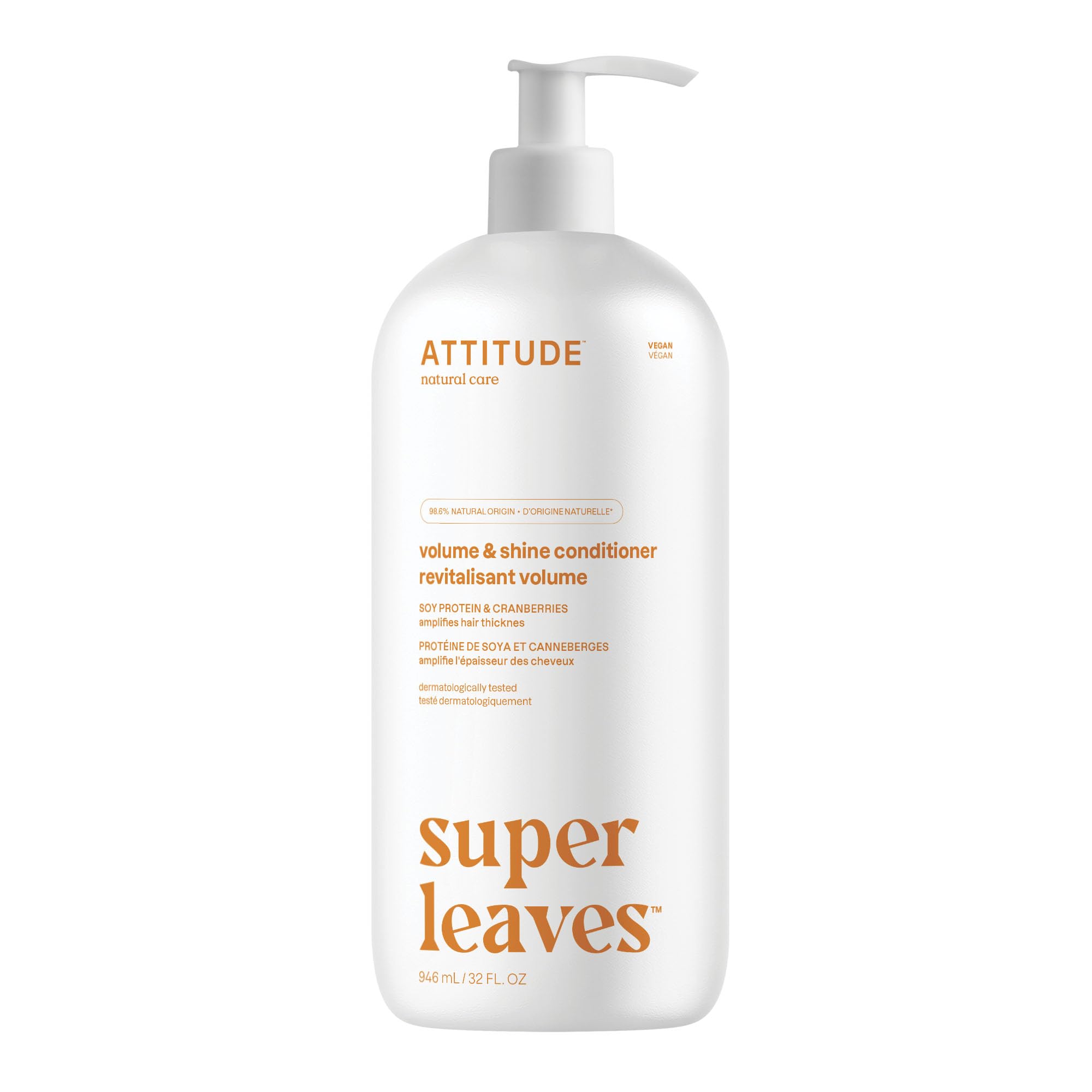 ATTITUDE Volume and Shine Hair Conditioner, Made in Canda, For Thin Hair, Naturally Derived Ingredients, Vegan Detangler, Dermatologically Tested, Soy Protein & Cranberries, 946 mL 🍁 All In One Marketplace Canada
