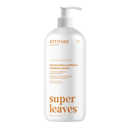 ATTITUDE Volume and Shine Hair Conditioner, Made in Canda, For Thin Hair, Naturally Derived Ingredients, Vegan Detangler, Dermatologically Tested, Soy Protein & Cranberries, 946 mL 🍁 All In One Marketplace Canada