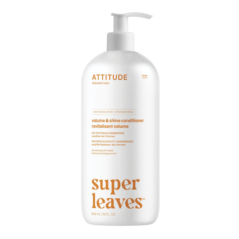 ATTITUDE Volume and Shine Hair Conditioner, Made in Canda, For Thin Hair, Naturally Derived Ingredients, Vegan Detangler, Dermatologically Tested, Soy Protein & Cranberries, 946 mL 🍁 All In One Marketplace Canada