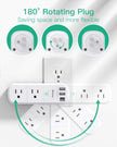 USB Outlet Extender Surge Protector - with Rotating Plug, 6 AC Multi Plug Outlet and 3 USB Ports (1 USB C), 3-Sided Swivel Power Strip with Spaced Outlet Splitter for Home, Office, Travel 🍁 All In One Marketplace Canada