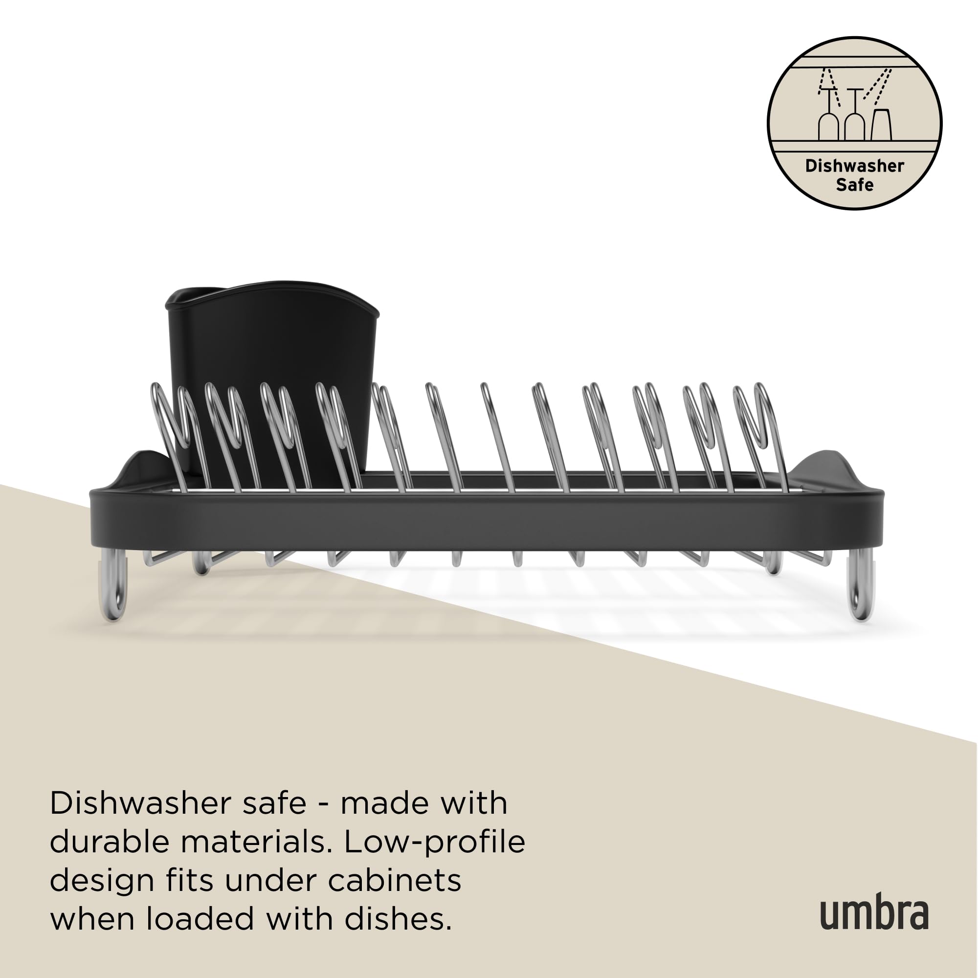 Umbra Sinkin Dish Drying Rack – Drainer Caddy with Removable Cutlery Holder – Use in Sink or On Counter, Standard, Black/Nickel 🍁 All In One Marketplace Canada