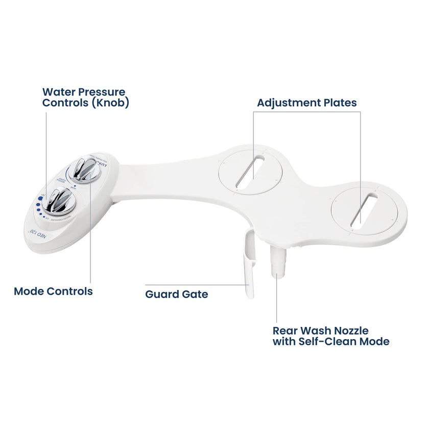 LUXE Bidet NEO 120 - Single Nozzle, Self-Cleaning, Non-Electric Bidet Attachment for Toilet Seat, Adjustable Water Pressure, Rear Wash (White) 🍁 All In One Marketplace Canada
