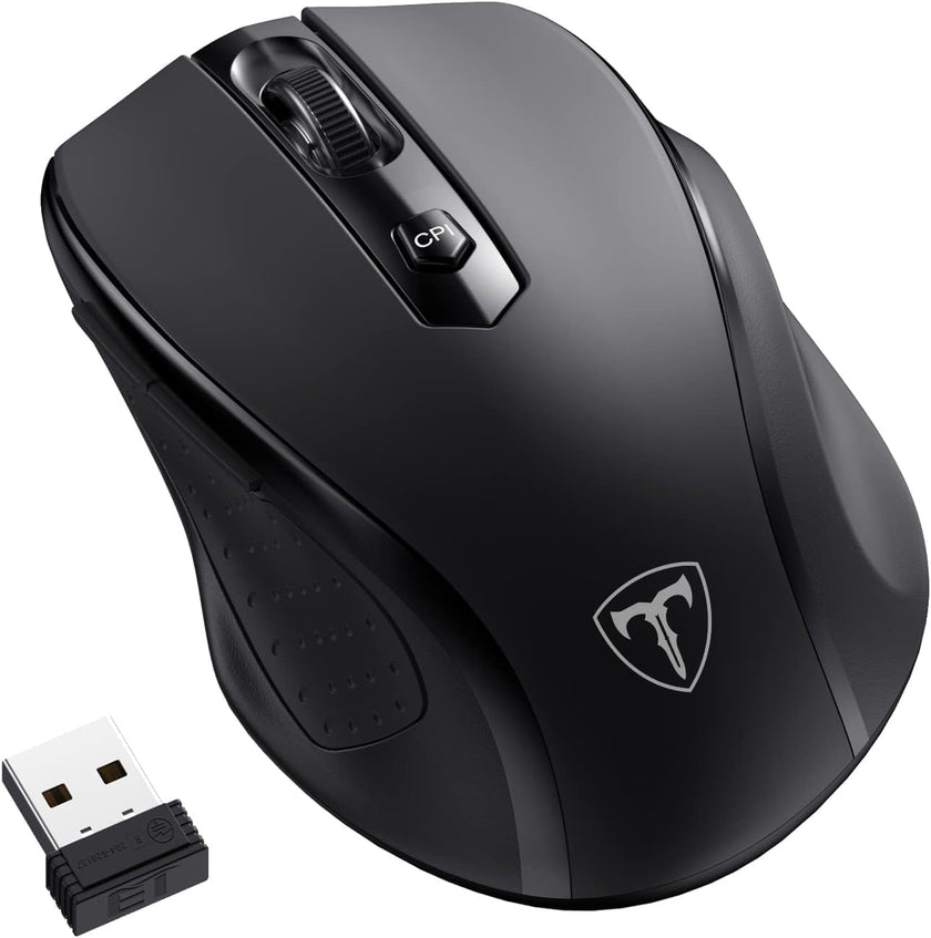 LODVIE Wireless Mouse for Laptop,2400 DPI Wireless Computer Mouse with 6 Buttons,2.4G Ergonomic USB Cordless Mouse,15 Months Battery Life Mouse for Laptop PC Mac Computer Chromebook MacBook-Black 🍁 All In One Marketplace Canada