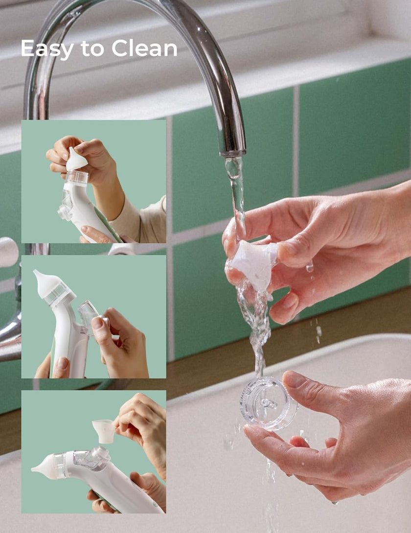Momcozy BreezyClear™ Spray and Suction 2-in-1 Electric Nasal Aspirator for Baby, 4 Adjustable Suction Levels up to 65kPa Hospital-Grade, Quiet & Portable Nose Cleaner with Soothing Light & Music 🍁 All In One Marketplace Canada
