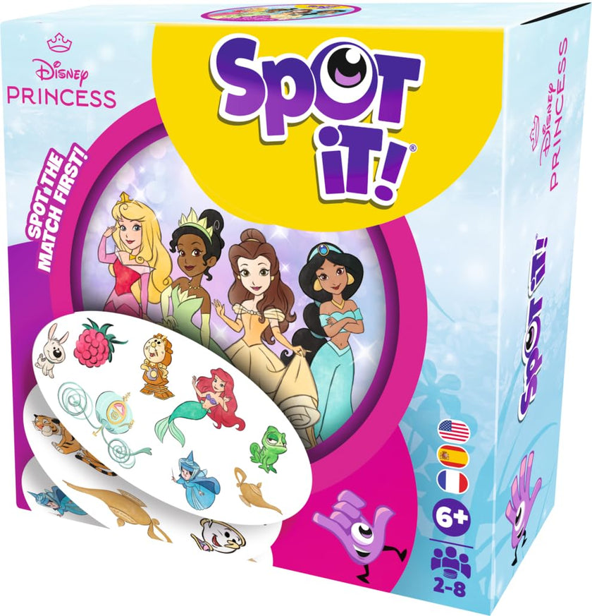Spot It! - Disney Princess - Box-Eco-Rebrand (Bilingual French/English)-Card Games - Reflex/Family - Observation and Speed Game - Ages 4+ - 2 to 8 Players - Under 15 Minute Playtime - Made by Asmodee 🍁 All In One Marketplace Canada