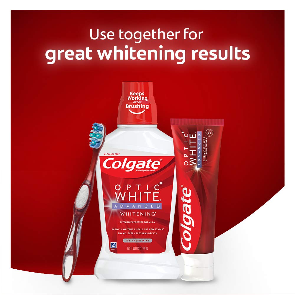 Colgate Optic White Advanced Teeth Whitening Toothpaste, Sparkling White, 133 Ml, 3 Count 🍁 All In One Marketplace Canada