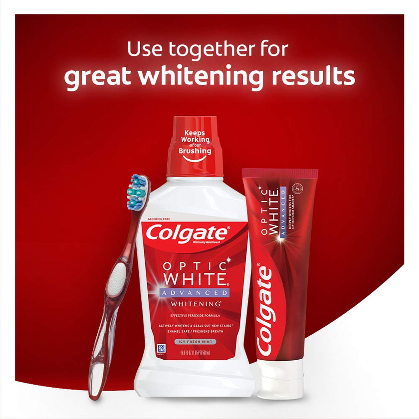 Colgate Optic White Advanced Teeth Whitening Toothpaste, Sparkling White, 133 Ml, 3 Count 🍁 All In One Marketplace Canada