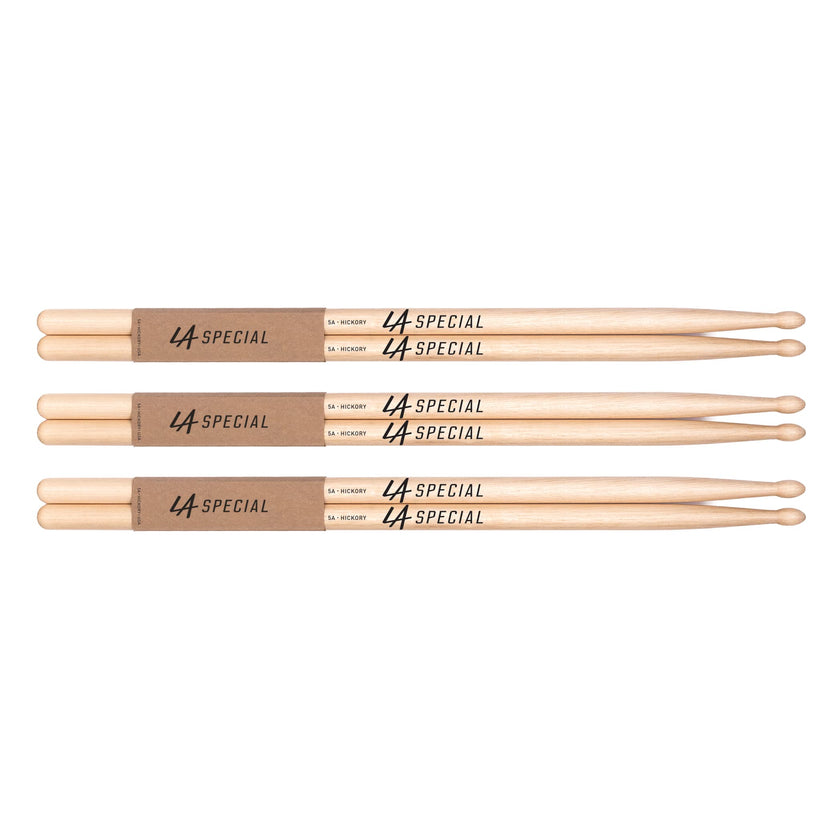 LA Specials Hickory 5A Drum Sticks, Wood Tip, 3-Pair Pack 🍁 All In One Marketplace Canada