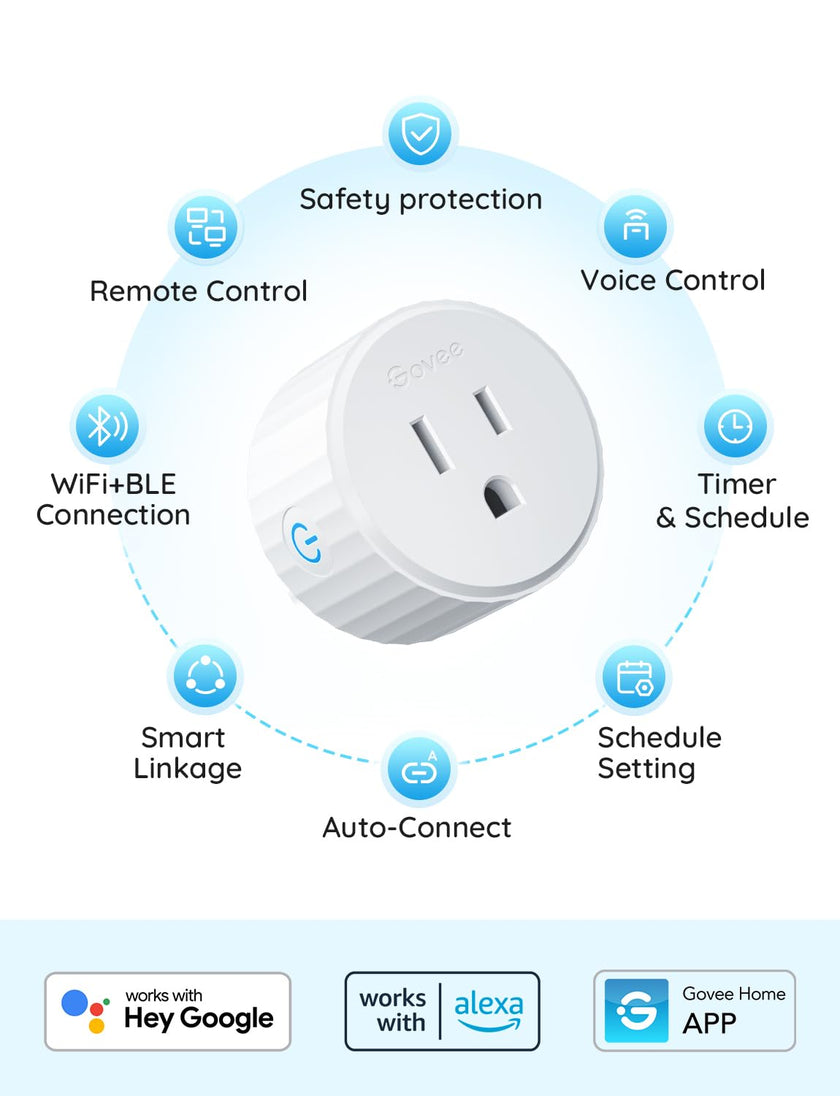Govee Smart Plug, WiFi Plugs Work with Alexa & Google Assistant, Smart Outlet with Timer & Group Controller, WiFi Outlet for Home, No Hub Required, ETL & FCC Certified, WiFi Bluetooth Connect, 4 Pack 🍁 All In One Marketplace Canada
