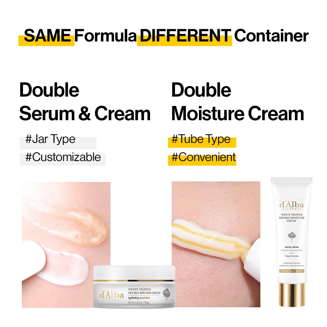 d'alba Piedmont White Truffle Double Moisture Cream, 2-in-1 Face Moisturizer, Vegan Skincare, Vegan Collegen, Skin Firming and Tightening, Dual Formula in ONE tube, Korean Skincare 🍁 All In One Marketplace Canada