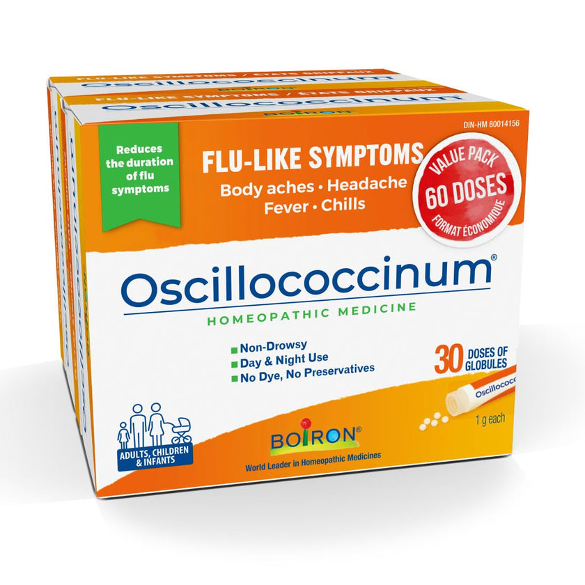 Boiron Oscillococcinum 60 doses Homeopathic Medicine for Flu-like Symptoms; Reduces the duration of flu-like symptoms such as body aches headaches fever and chills; Kosher (Pack of 2) 🍁 All In One Marketplace Canada