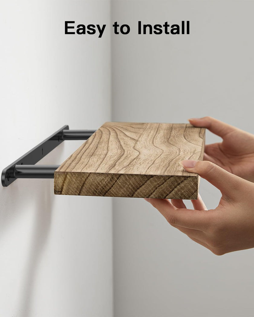AMADA HOMEFURNISHING Floating Shelves, Paulownia Wood Wall Shelves for Bathroom/Living Room/Bedroom/Kitchen/Home Office, Natural Wood Wall Shelf for Home Storage & Organization, Set of 4, AMFS40 🍁 All In One Marketplace Canada