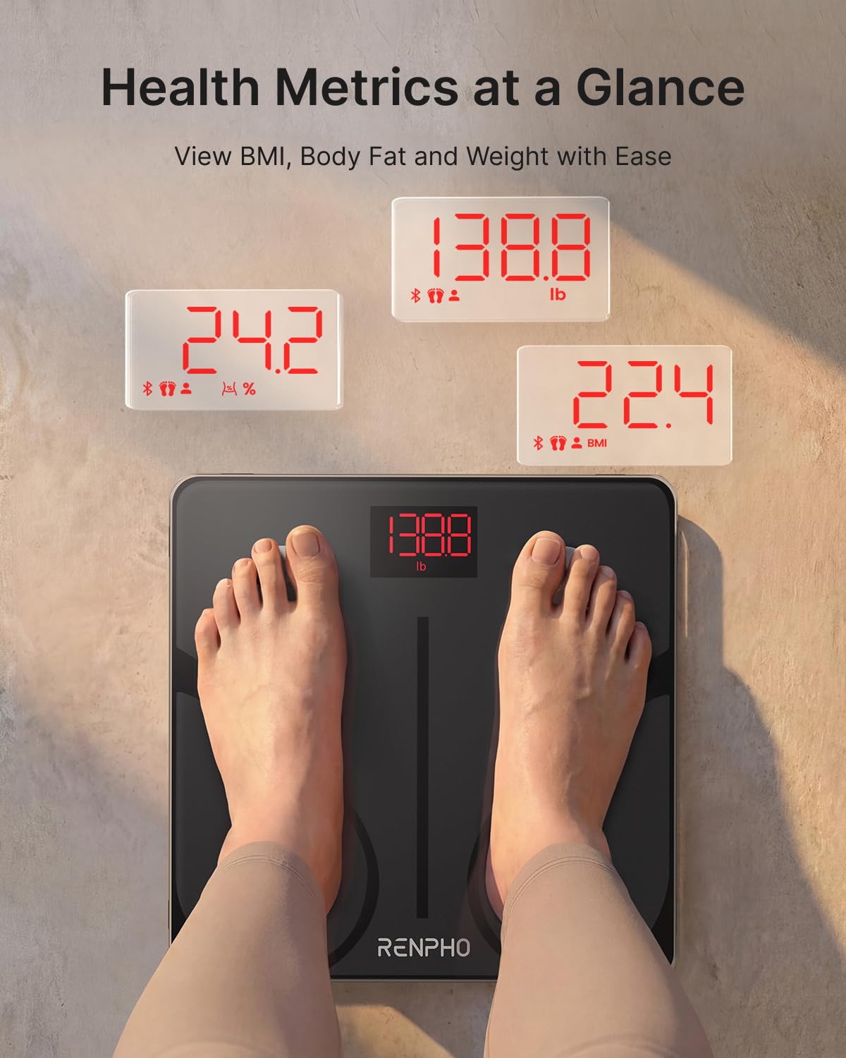 RENPHO Body Fat Scale, Smart Scale for Body Weight, BMI Digital Bathroom Weight Scale, Body Measurements with Smartphone App sync with Bluetooth, 400 lbs - Black, Elis 1 🍁 All In One Marketplace Canada
