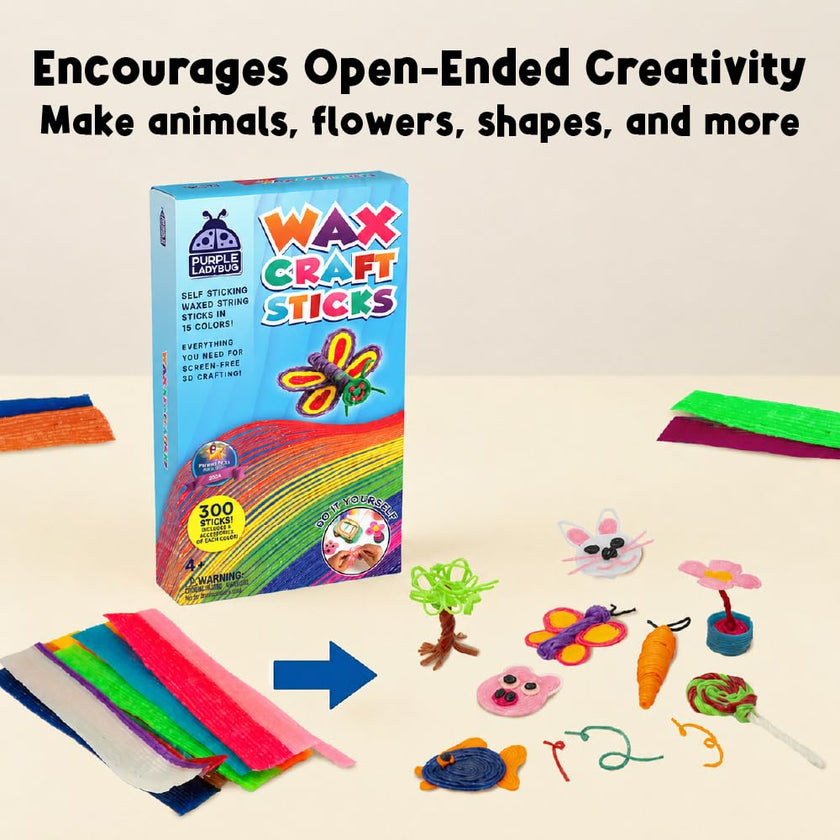 Purple Ladybug 300 Bendable Wax Craft Stix - Fun Roadtrip and Travel Activities, Arts & Crafts for Kids 6-8, Boys & Girls Gifts 4-12 Years Old, Birthday Party Favors for Kids, Loot Bag Fillers 🍁 All In One Marketplace Canada