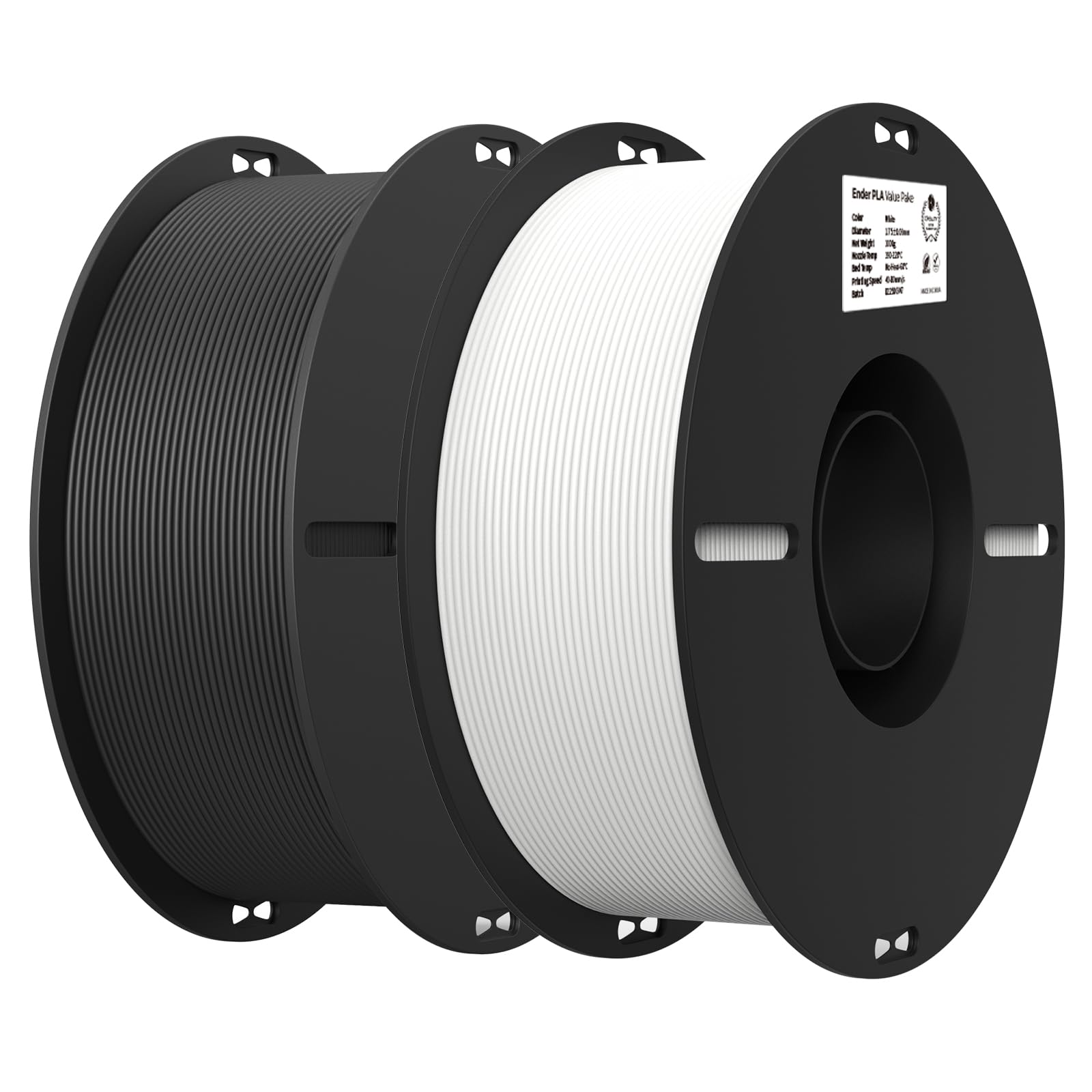 Filament 1.75mm 2 Packs for 3D Printing, Cost-Effective Ender PLA Filament 3D Printers, No-Tangling, Strong Bonding and Overhang Performance Dimensional Accuracy +/-0.02mm, White & Black 🍁 All In One Marketplace Canada