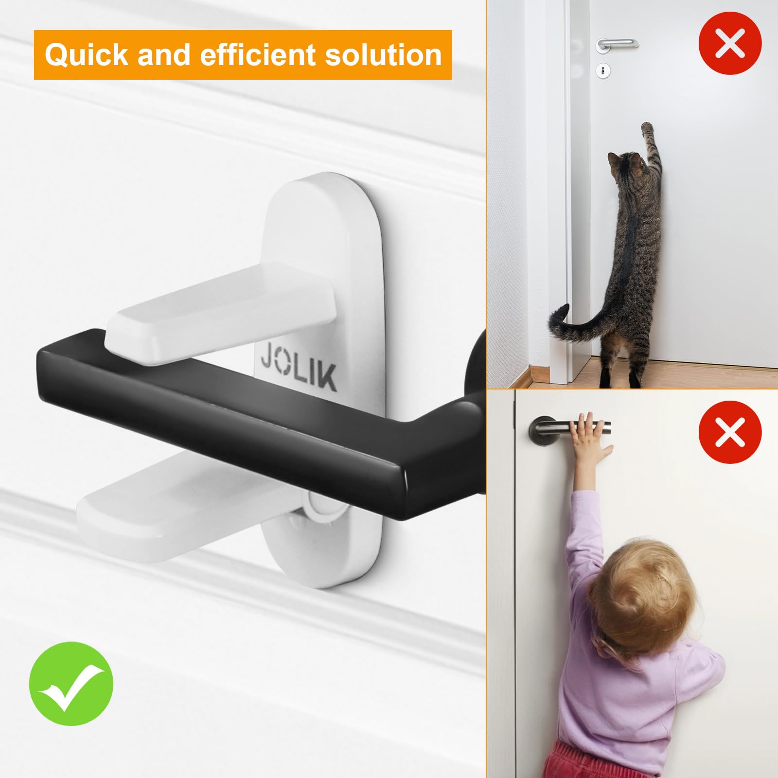 Jolik Improved Childproof Door Lever Lock(2 Pack)& Handles Premium Bonding Adhesive - door handle child proof 🍁 All In One Marketplace Canada