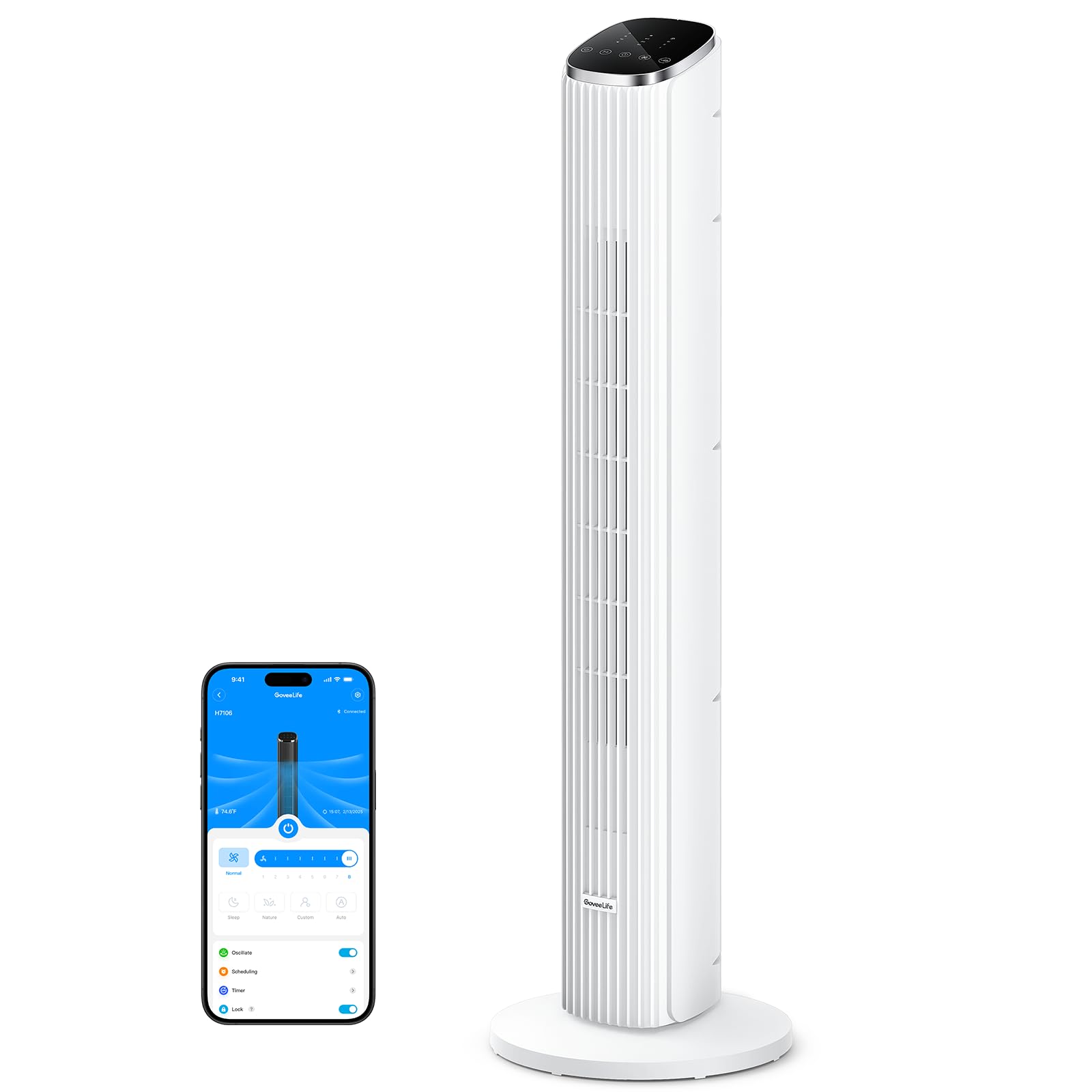 GoveeLife White Tower Fan for Bedroom, 36