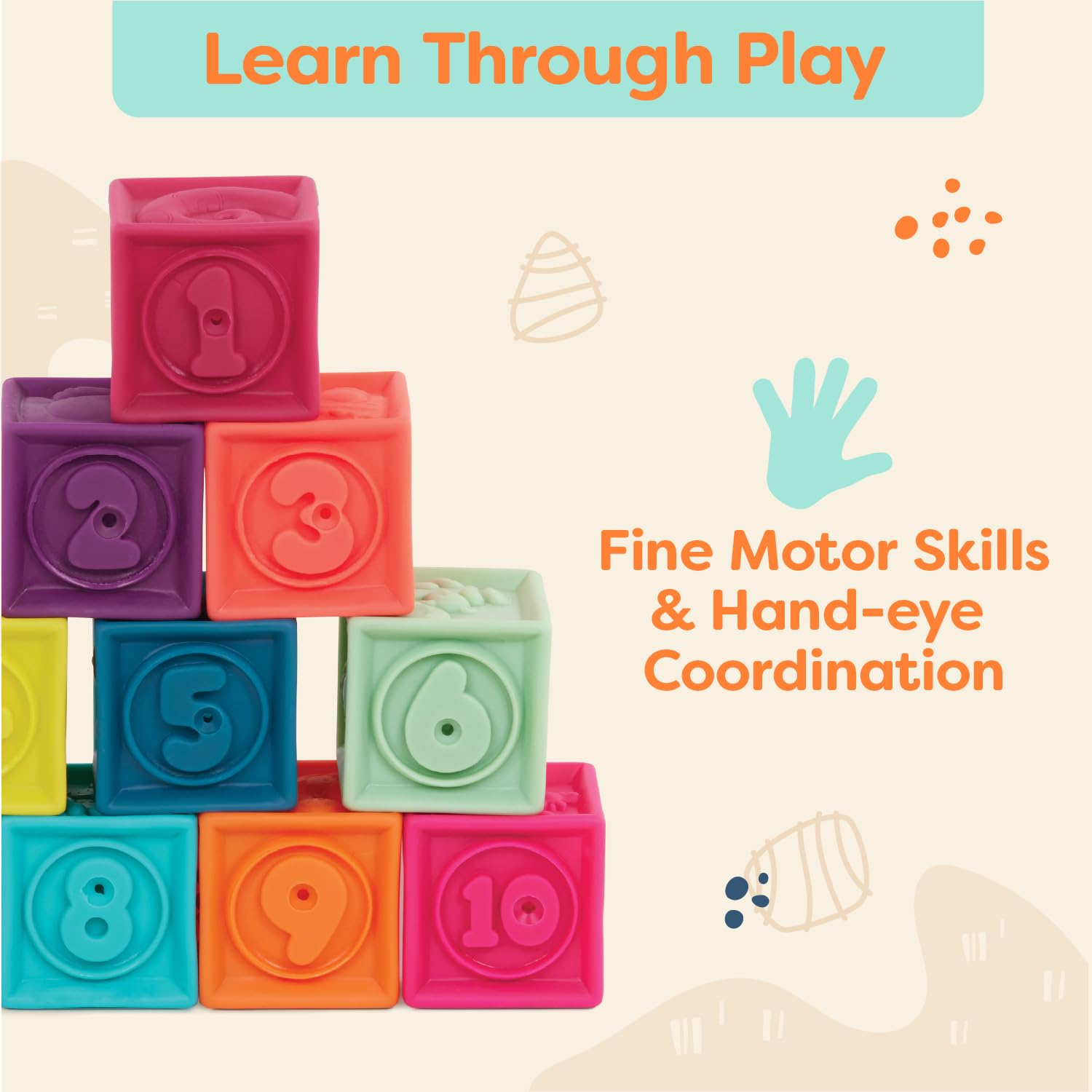 B. toys One Two Squeeze, 10 Soft Stacking Blocks, Blocks - 2, Baby 🍁 All In One Marketplace Canada