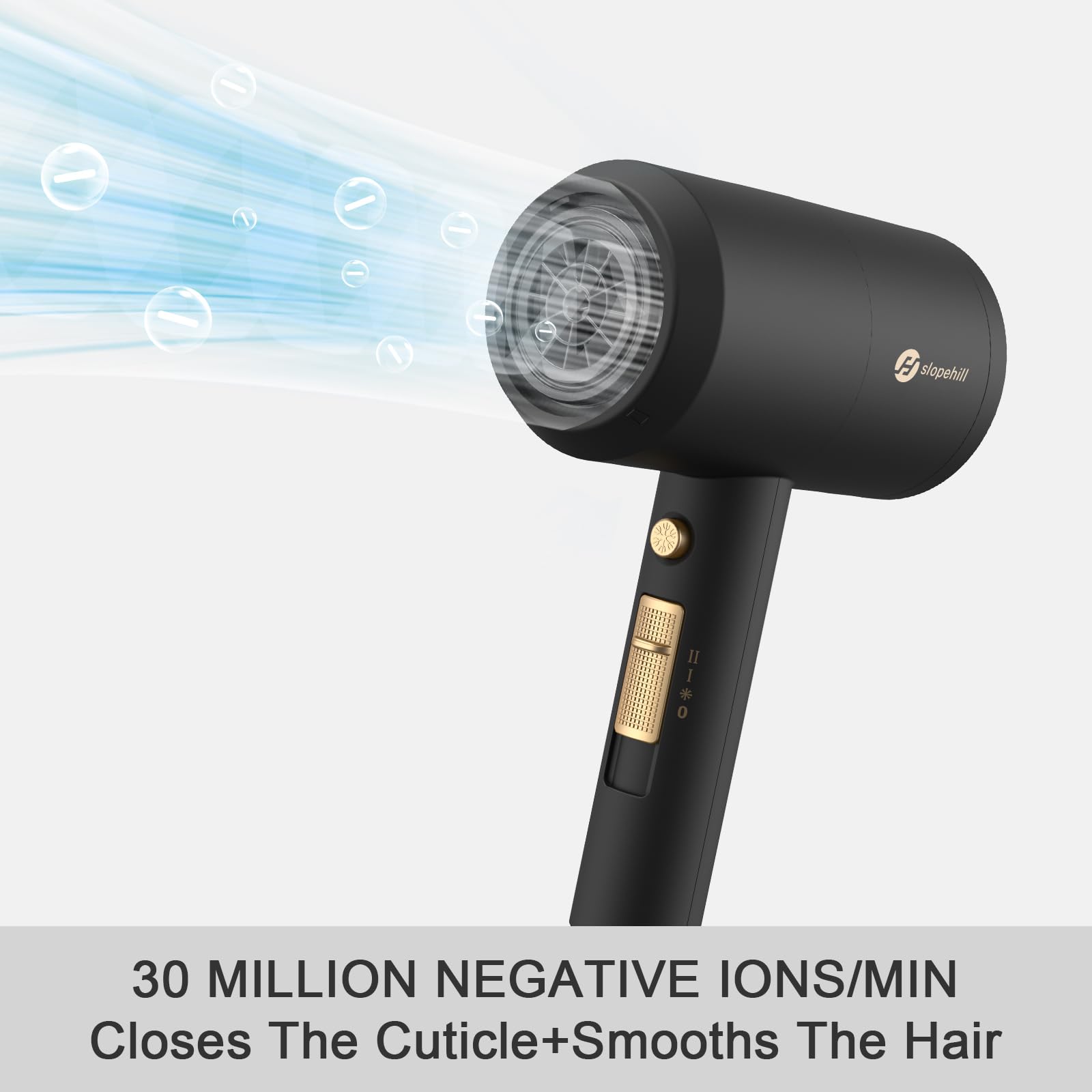 Slopehill Professional Ionic Hair Dryer, Powerful 1800W Fast Drying Low Noise Blow Dryer with 2 Concentrator Nozzle 1 Diffuser Attachments for Home Salon Travel (Black) 🍁 All In One Marketplace Canada