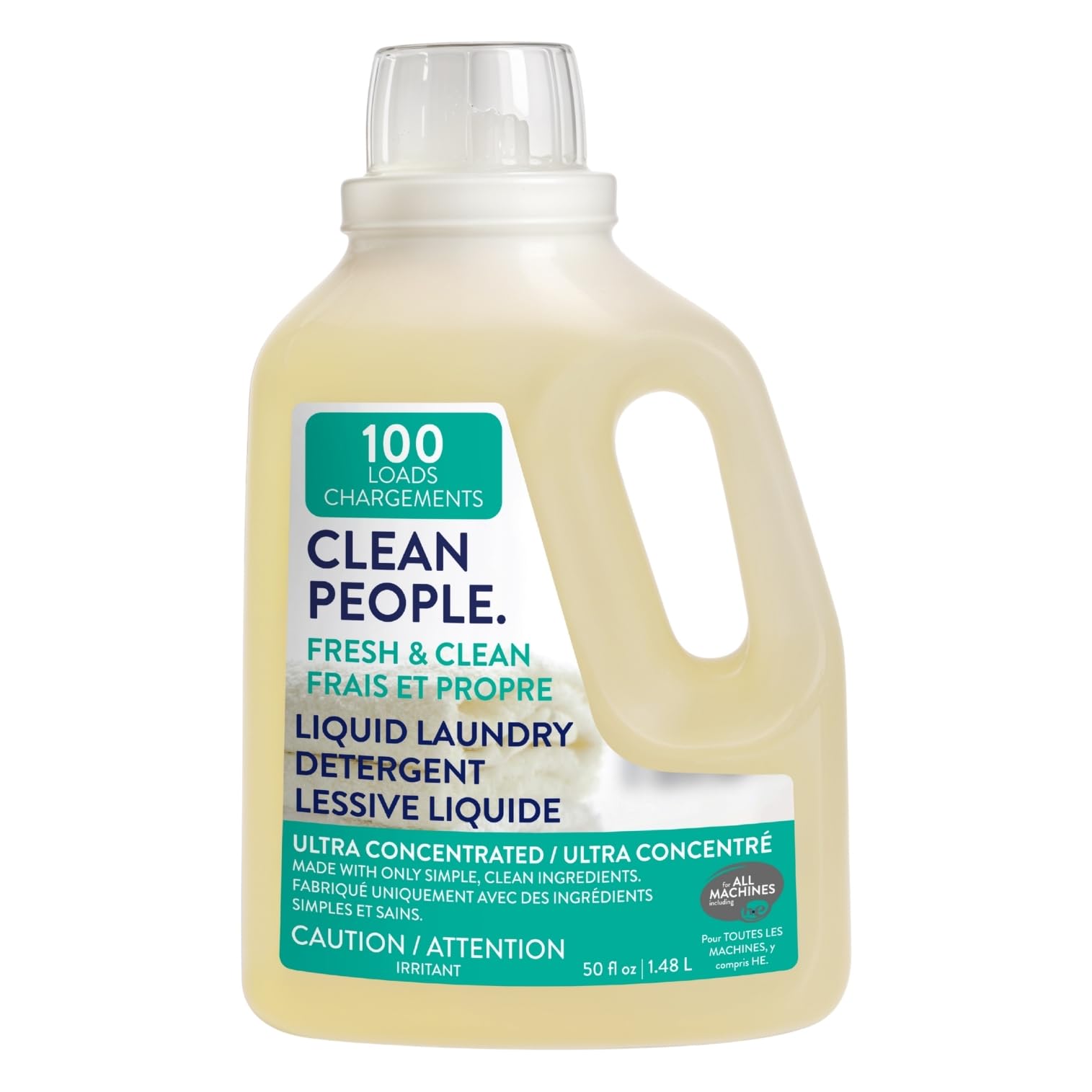 The Clean People Liquid Laundry Detergent - Recyclable Packaging, Stain Fighting - Ultra Concentrated, Laundry Soap (50 Fl Oz, Fresh Scent) 🍁 All In One Marketplace Canada
