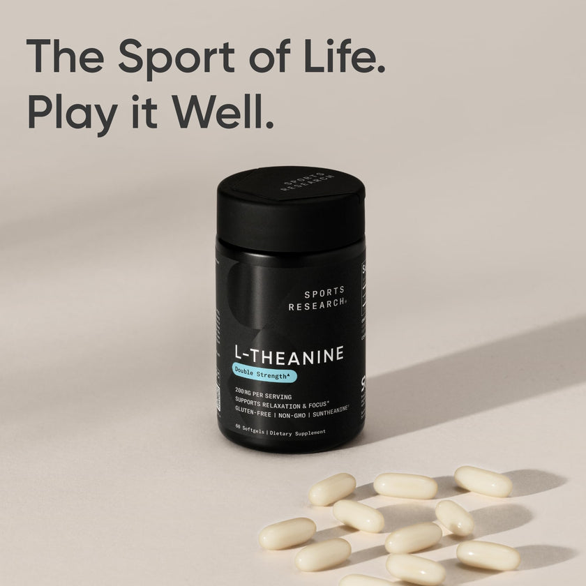 Sports Research® Double Strength ‘Suntheanine’ L-Theanine with Organic Coconut Oil - Promotes Alertness, Focus, and Relaxation without Drowsiness - 200 mg L Theanine Supplement - 60 Softgel Capsules 🍁 All In One Marketplace Canada