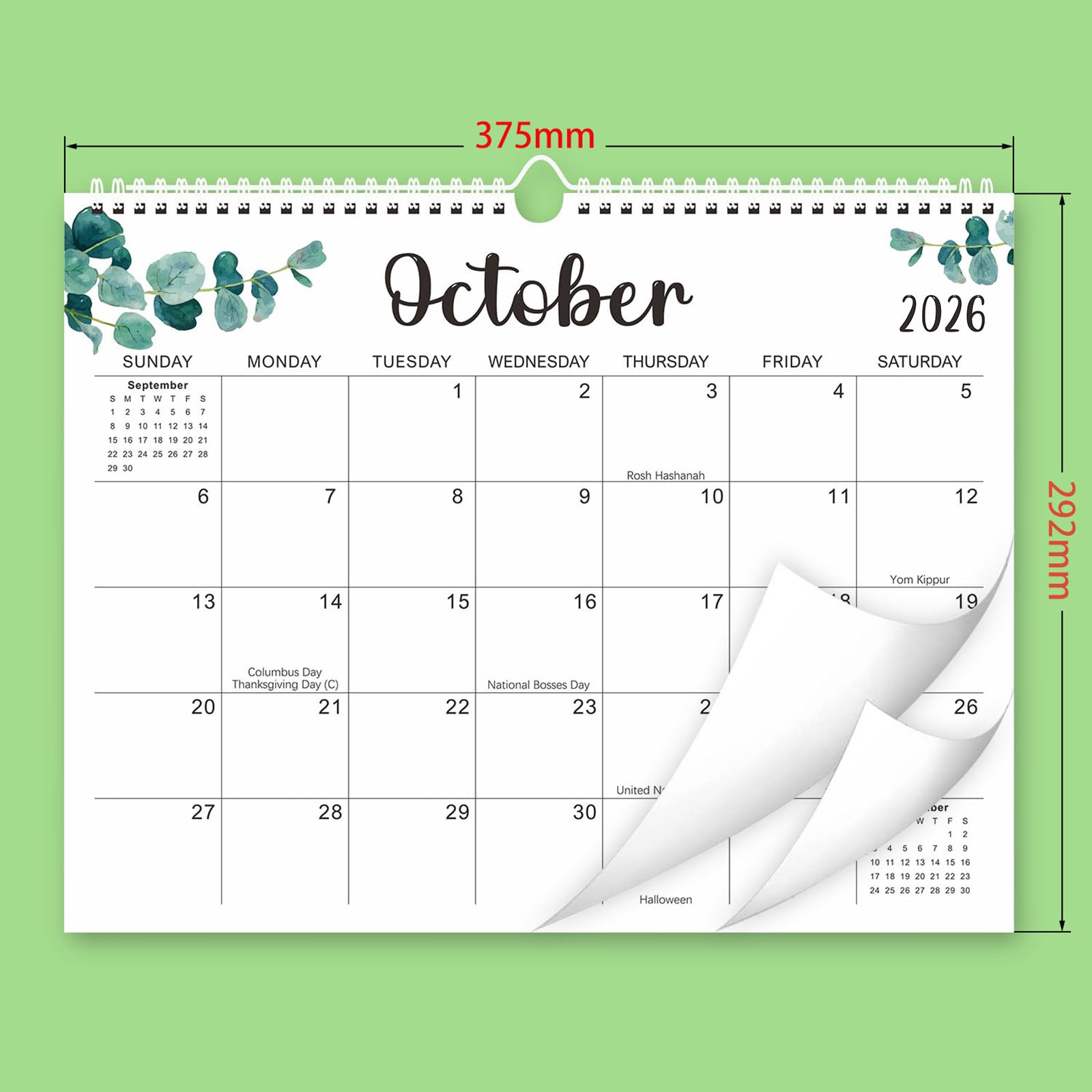 Wall Calendar 2026-2027, 15X12 inch Large Calendar Family Personl Organizer, 21 Months Runs from April 2026 through December 2027, Perfect for Organizing for Office Home (Leaf) 🍁 All In One Marketplace Canada