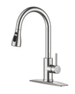 FORIOUS Kitchen Faucets with Pull Down Sprayer, Brushed Nickel, High Arc Single Handle Classic Stainless Steel Sink Faucet 1 or 3 Hole, Suitable for Farmhouse Camper Laundry Rv Bar 🍁 All In One Marketplace Canada